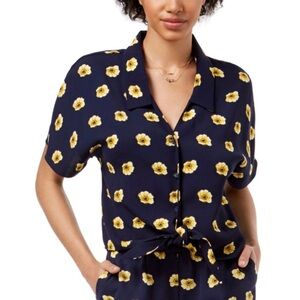 Maison Jules, Size L, Floral print front tie shirt